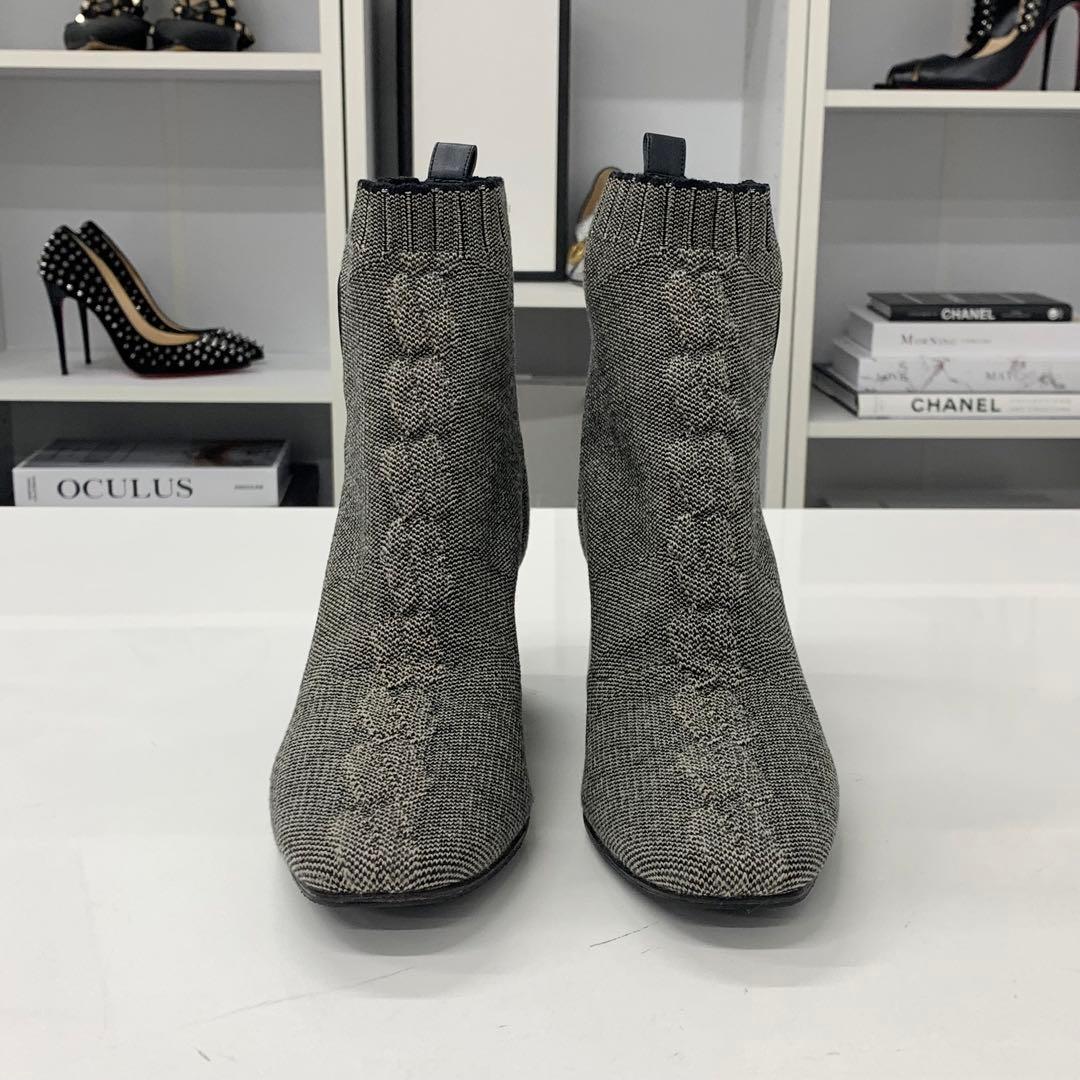 Hermes Vol Vert Knit Exlibris Short Boots Gray — view 4