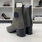 Hermes Vol Vert Knit Exlibris Short Boots Gray — view 5