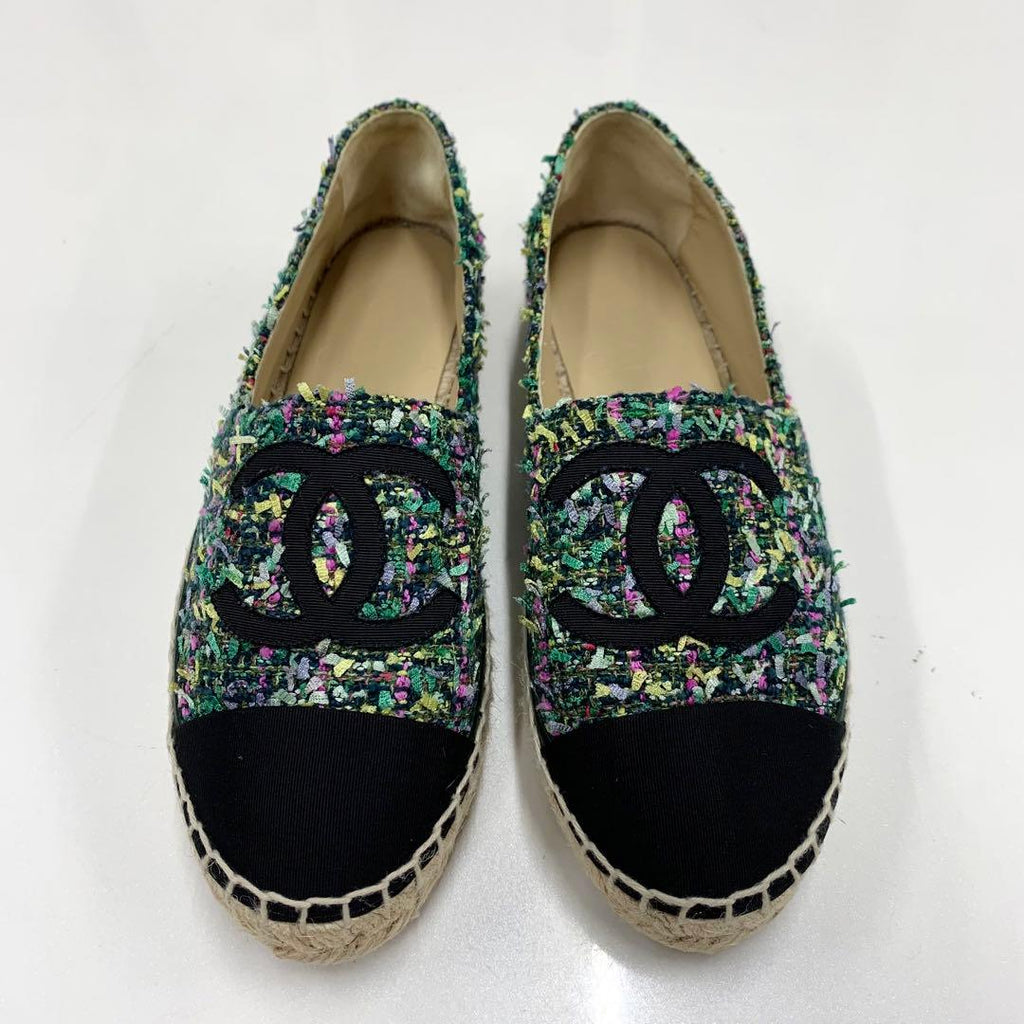 Chanel Fabric Coco Mark Espadrille Flat Shoes — view 2