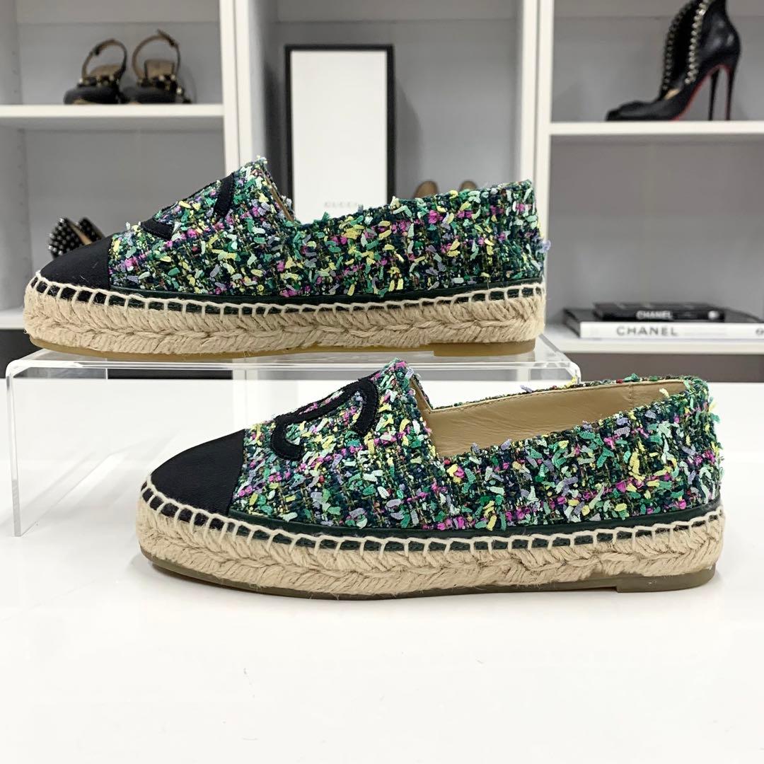 Chanel Fabric Coco Mark Espadrille Flat Shoes — view 3