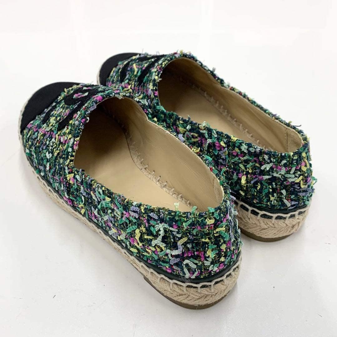 Chanel Fabric Coco Mark Espadrille Flat Shoes — view 4