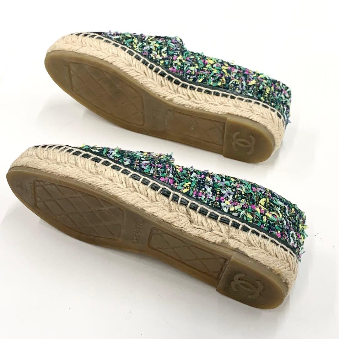 Chanel Fabric Coco Mark Espadrille Flat Shoes — view 6