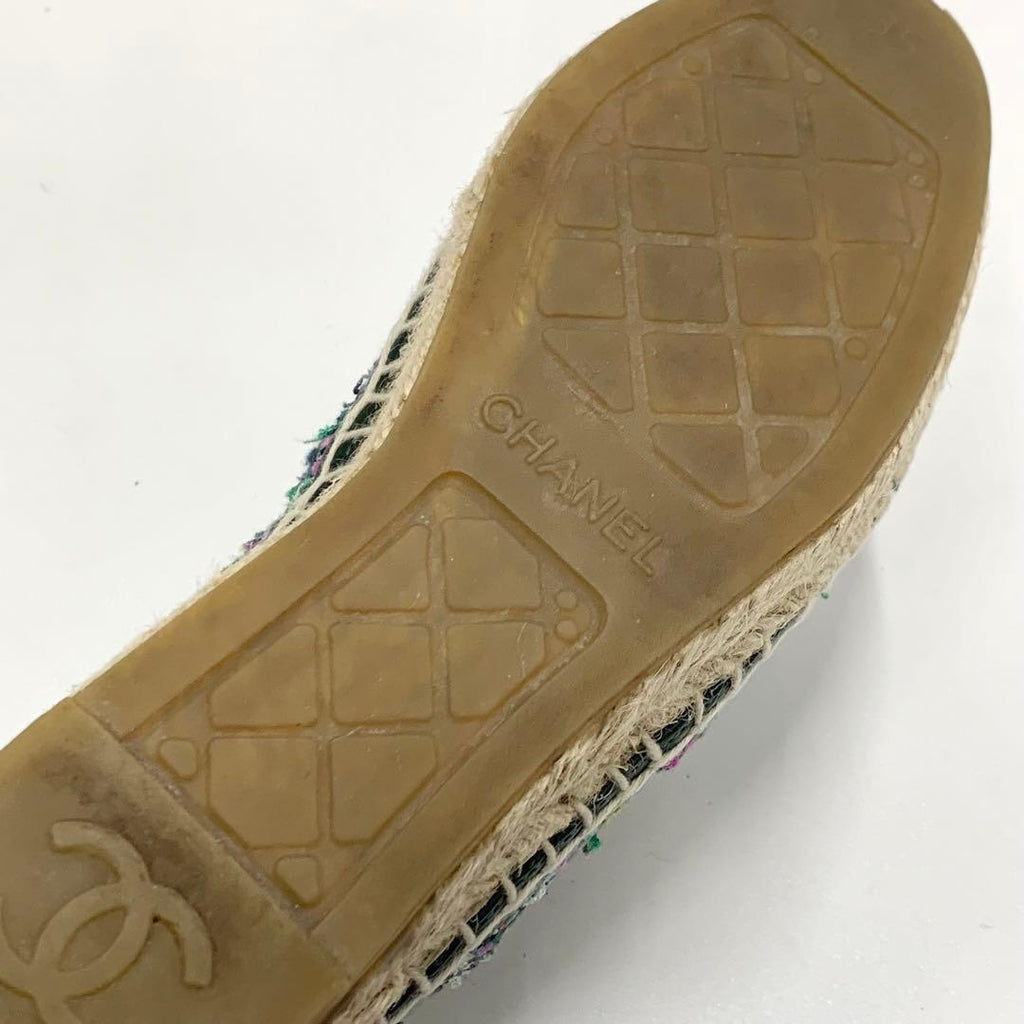 Chanel Fabric Coco Mark Espadrille Flat Shoes — view 8