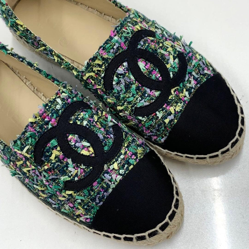 Chanel Fabric Coco Mark Espadrille Flat Shoes — view 9