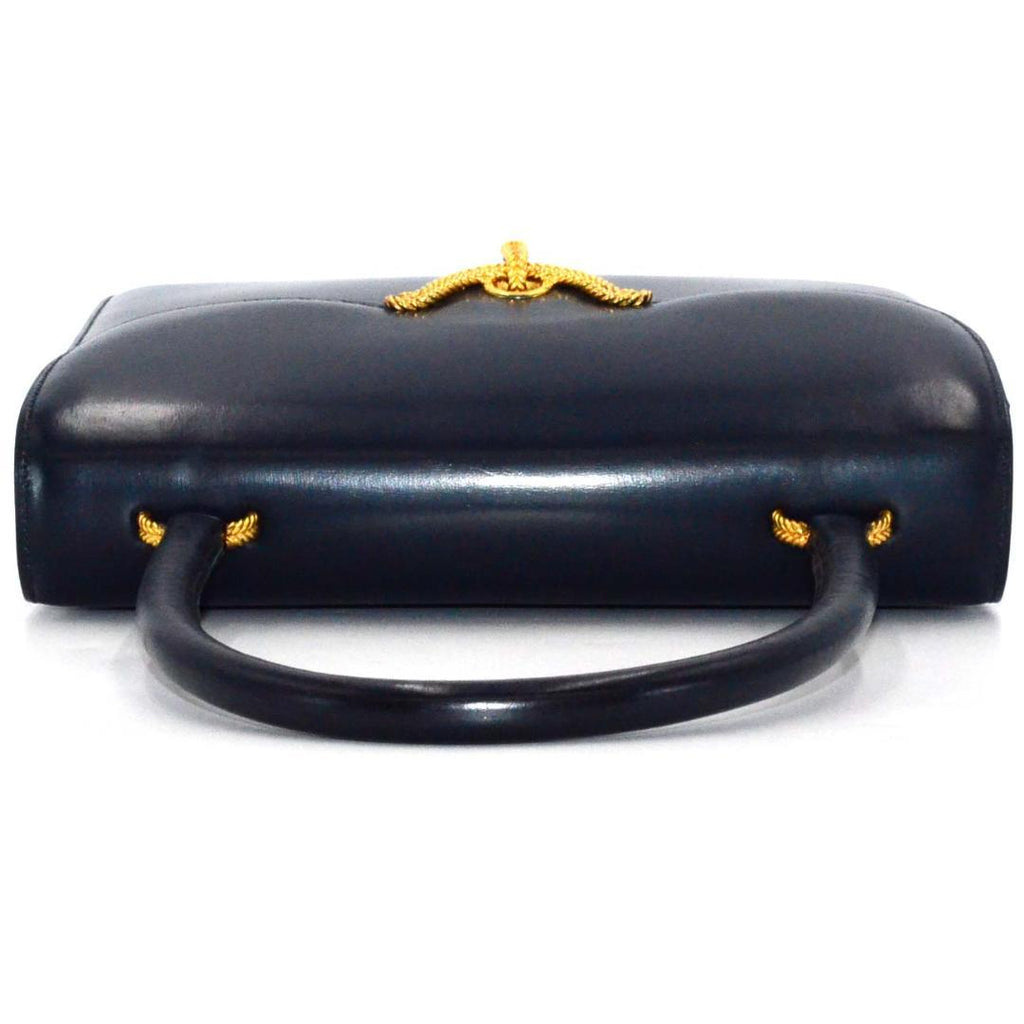 Hermes Vasco Vintage Handbag Navy — view 5