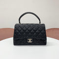 Chanel CC Logo Caviar Leather Quilted Top Handle Handbag