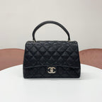 Chanel CC Logo Caviar Leather Quilted Top Handle Handbag