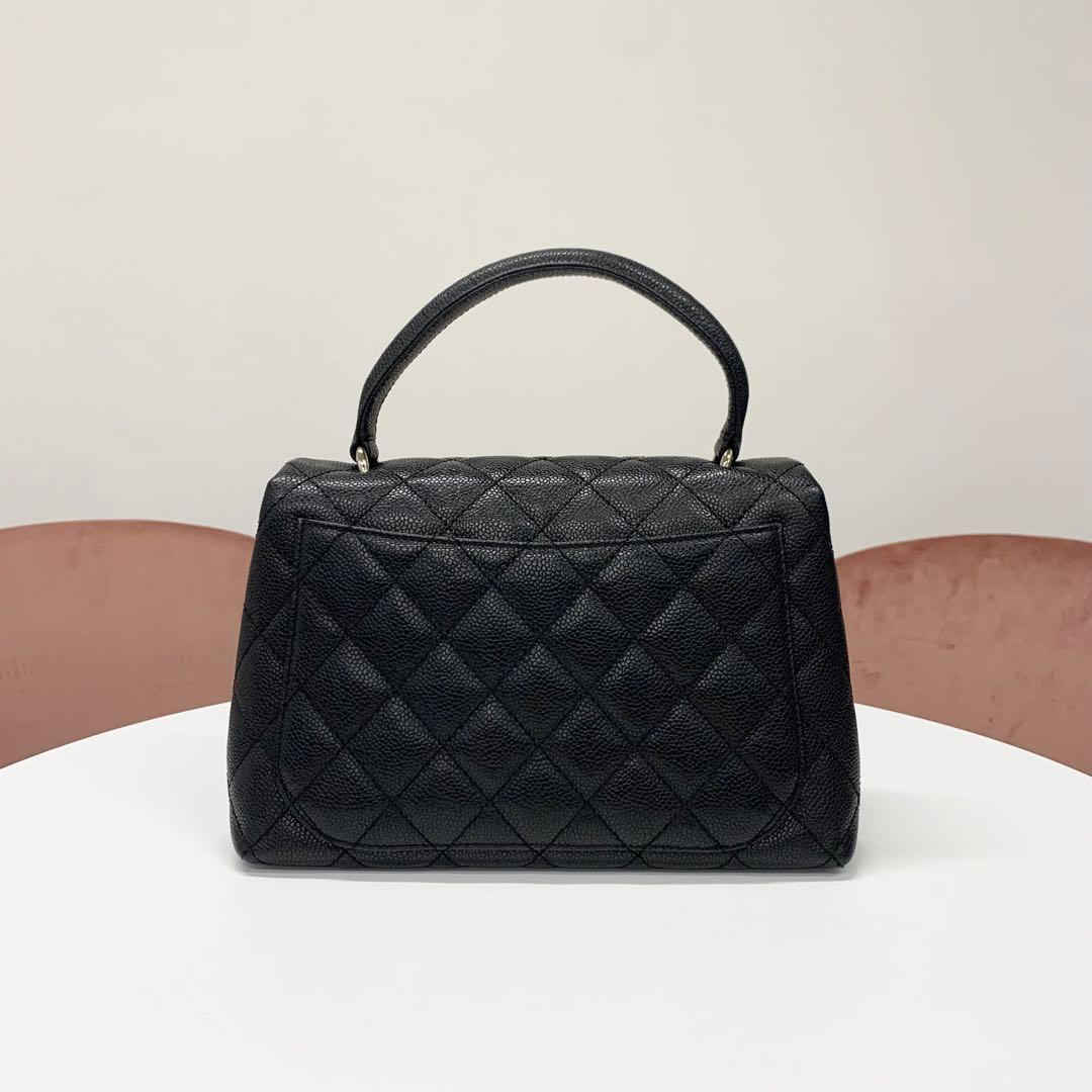 Chanel CC Logo Caviar Leather Quilted Top Handle Handbag — view 3