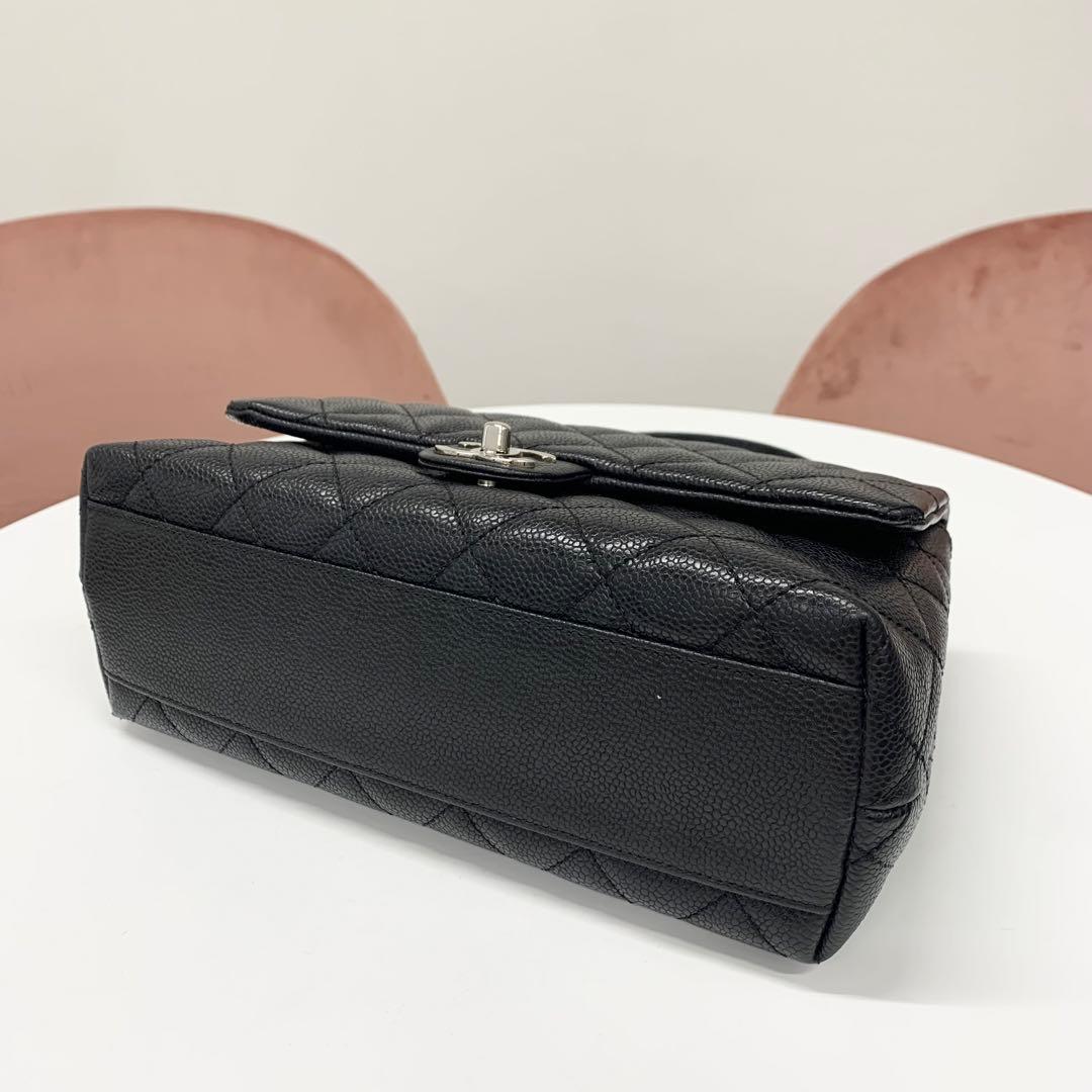 Chanel CC Logo Caviar Leather Quilted Top Handle Handbag — view 4