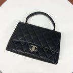 Chanel CC Logo Caviar Leather Quilted Top Handle Handbag — view 5