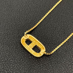 Dior CD Logo Necklace Rhinestone Gold CD — view 3