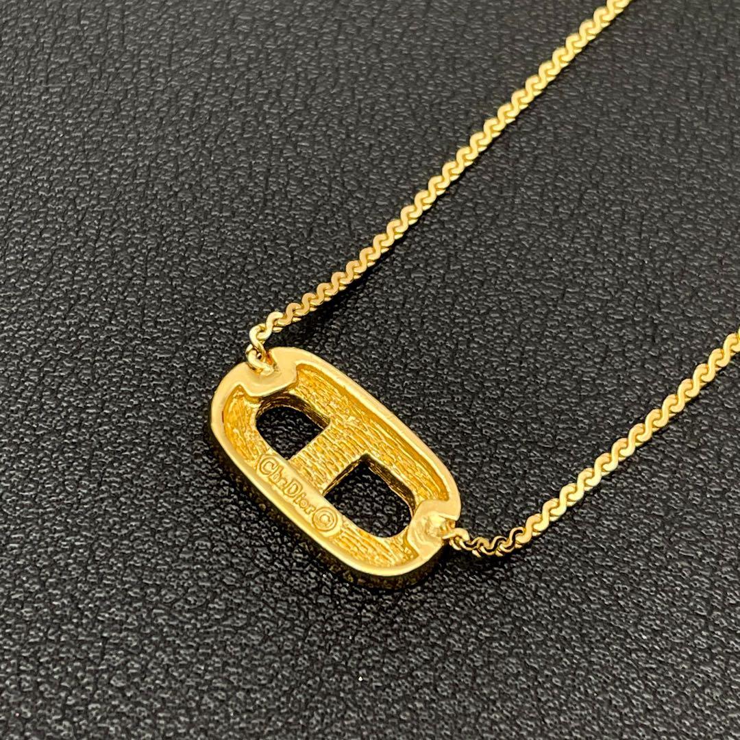Dior CD Logo Necklace Rhinestone Gold CD — view 3