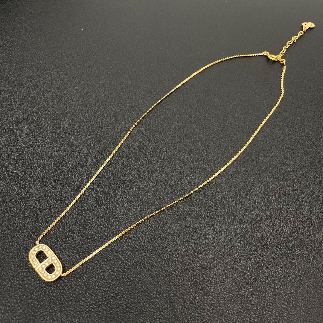 Dior CD Logo Necklace Rhinestone Gold CD — view 4