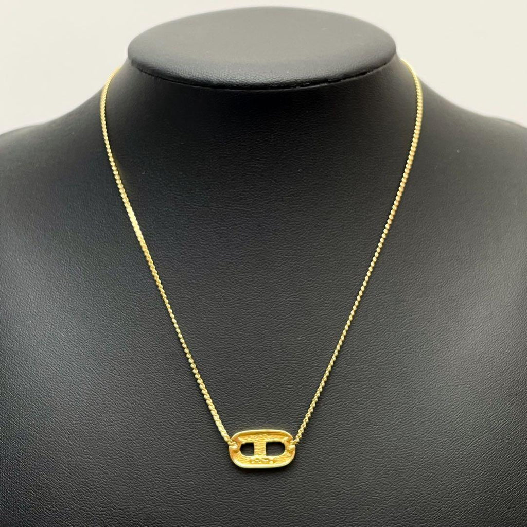Dior CD Logo Necklace Rhinestone Gold CD — view 7