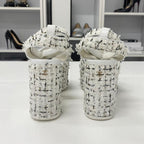 Chanel Tweed Glitter CC Logo Strap Velcro Sandals — view 6