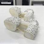 Chanel Tweed Glitter CC Logo Strap Velcro Sandals — view 7