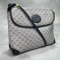 Gucci GG Shoulder Bag Navy Beige Logo Leather