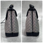 Gucci GG Shoulder Bag Navy Beige Logo Leather — view 7