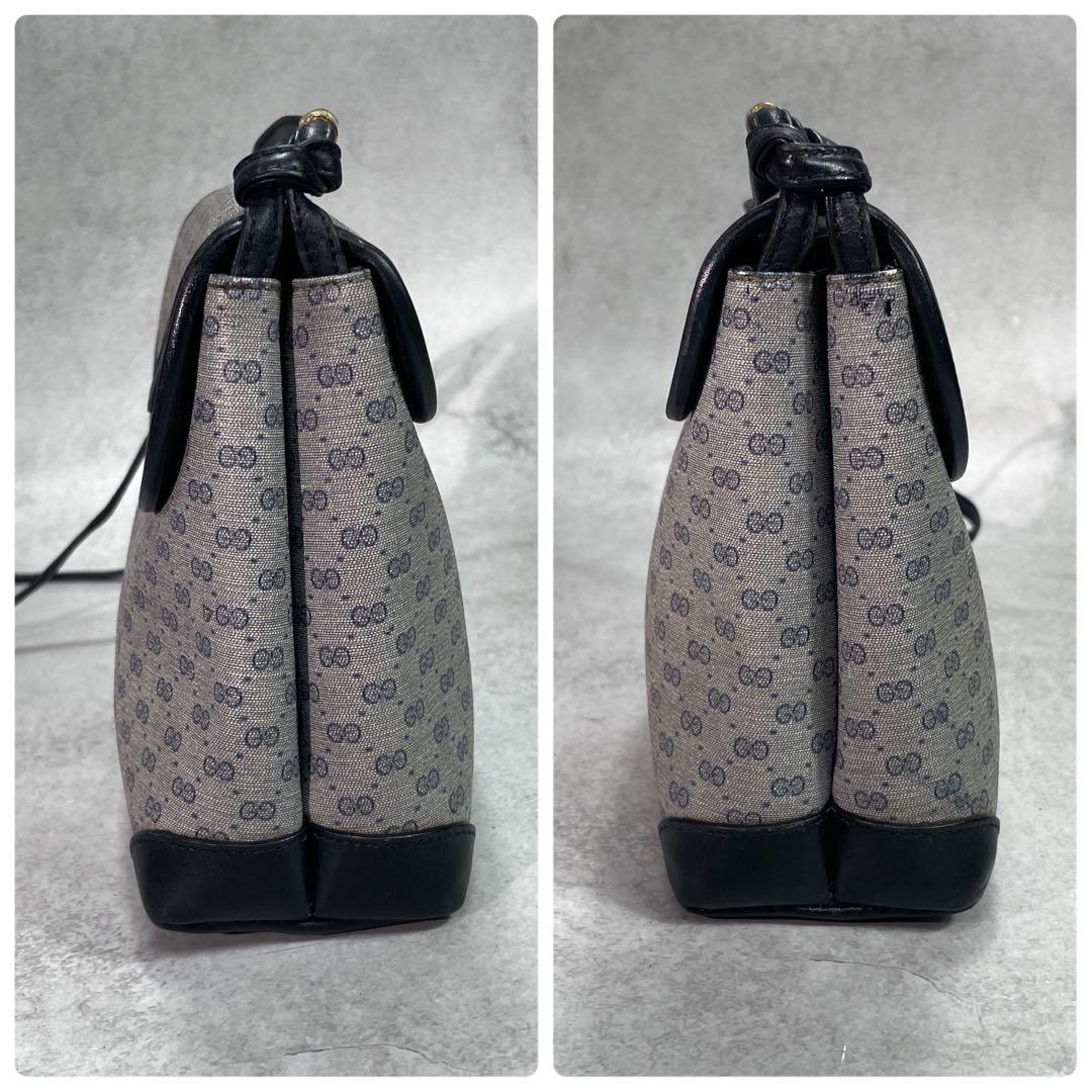 Gucci GG Shoulder Bag Navy Beige Logo Leather — view 7
