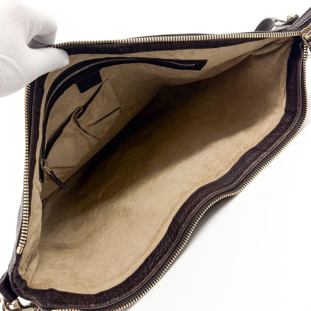 Gucci Shoulder Bag Brown Leather Vintage — view 8