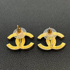 Chanel CC Logo Earrings Rhinestone Icon Gold — view 4