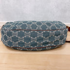 Celine Paris Macadam Denim Shoulder Bag Triomphe Hobo — view 3