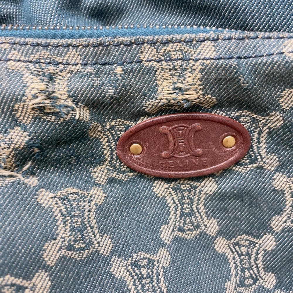 Celine Paris Macadam Denim Shoulder Bag Triomphe Hobo — view 6