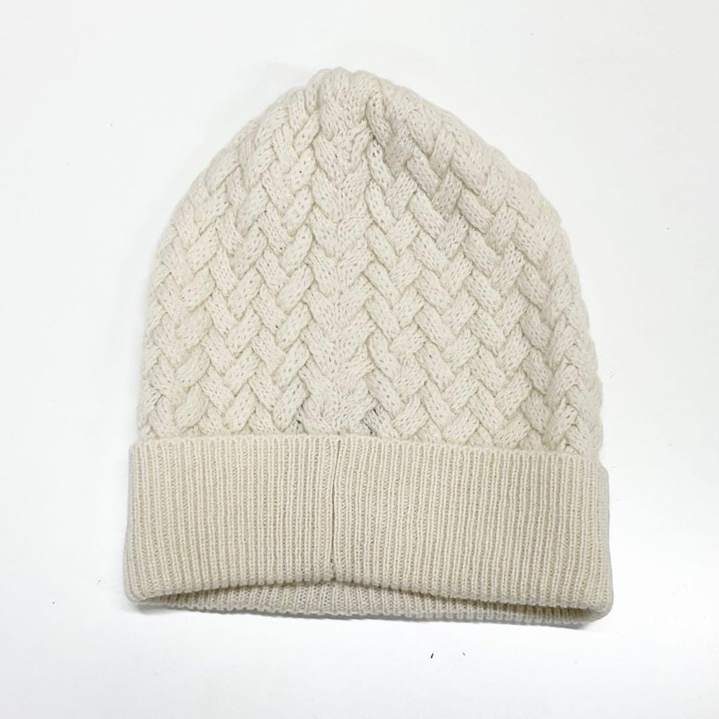 Chanel CC Logo Cashmere Knit Cap Hat White — view 3