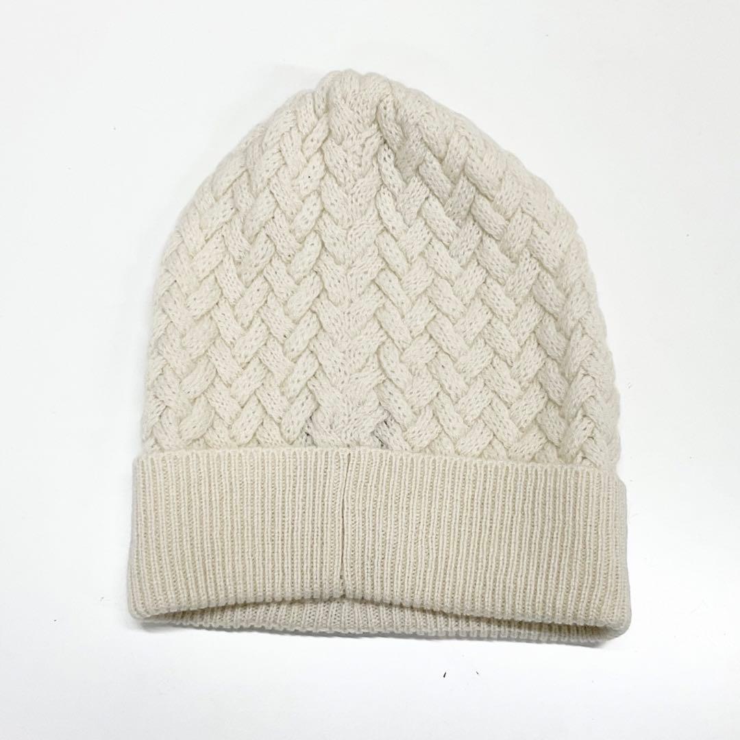 Chanel CC Logo Cashmere Knit Cap Hat White — view 3