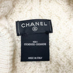 Chanel CC Logo Cashmere Knit Cap Hat White — view 5