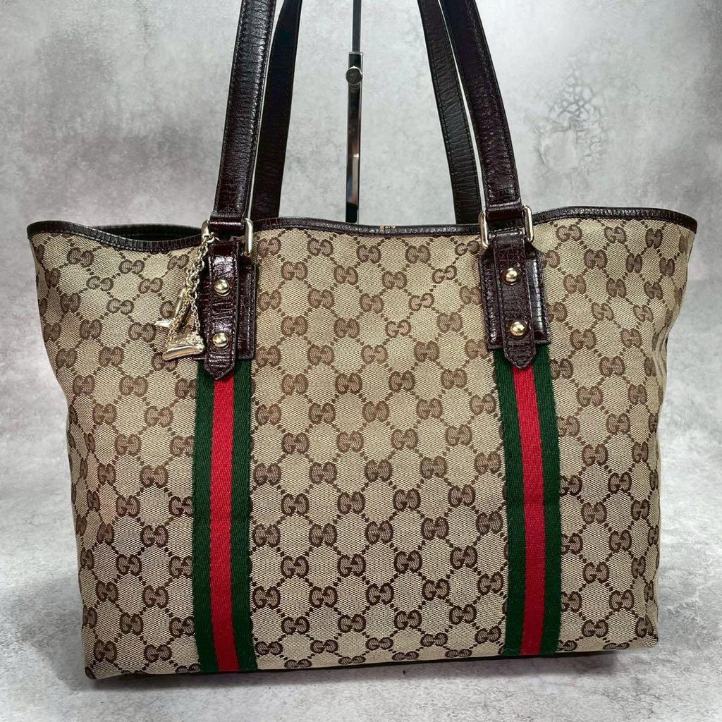 Gucci GG Sherry Line Tote Brown Leather Charm — view 2