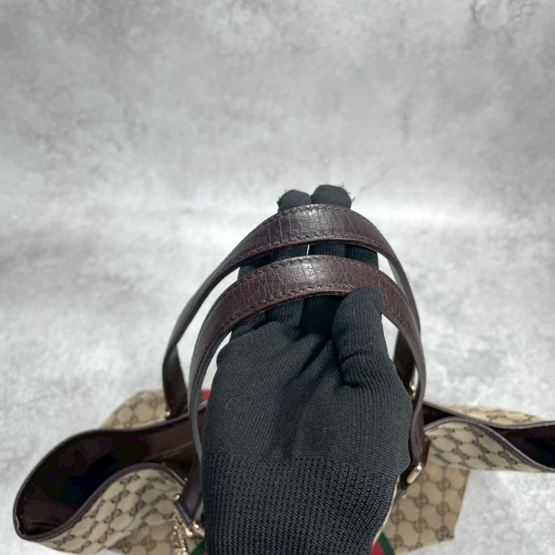 Gucci GG Sherry Line Tote Brown Leather Charm — view 6