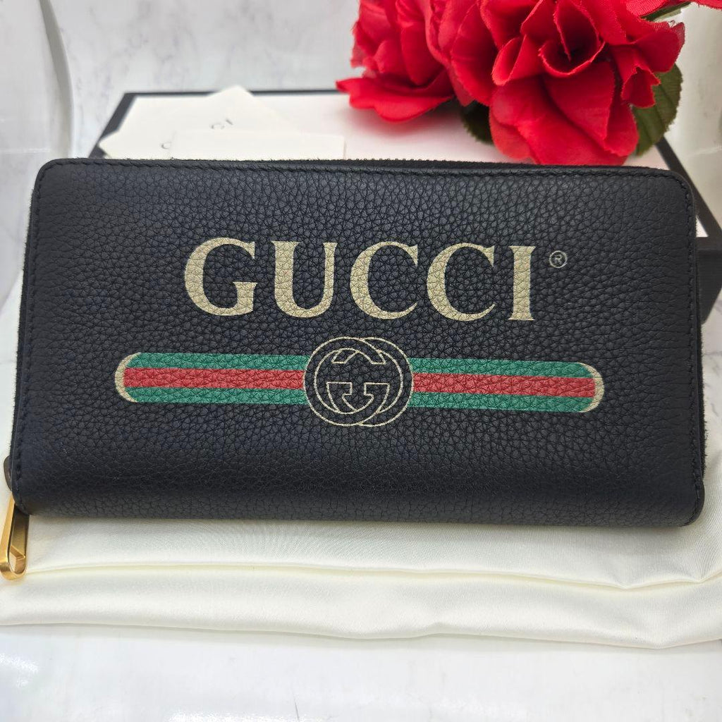 Gucci Logo Wallet Black Leather