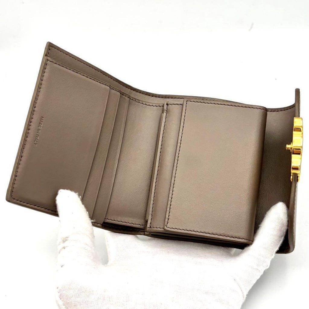 Celine Wallet Small Flap Triomphe Gray Leather — view 3