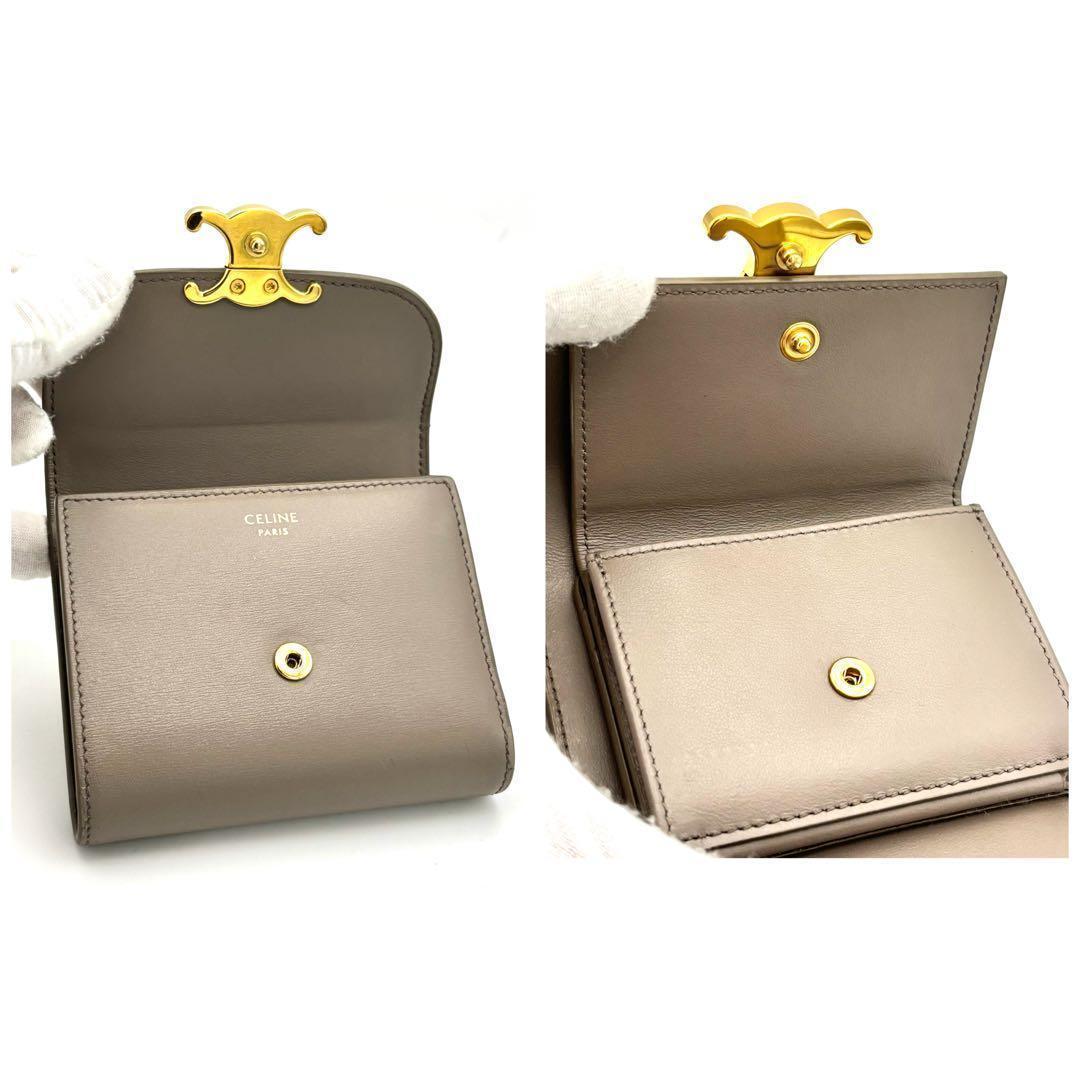 Celine Wallet Small Flap Triomphe Gray Leather — view 5