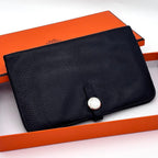 Hermes Dogon GM Navy Togo Silver Wallet Coin
