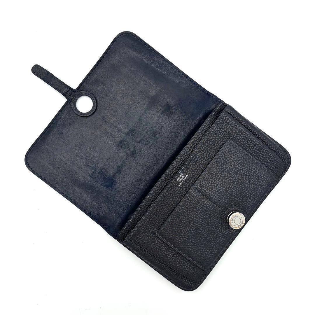 Hermes Dogon GM Navy Togo Silver Wallet Coin — view 3