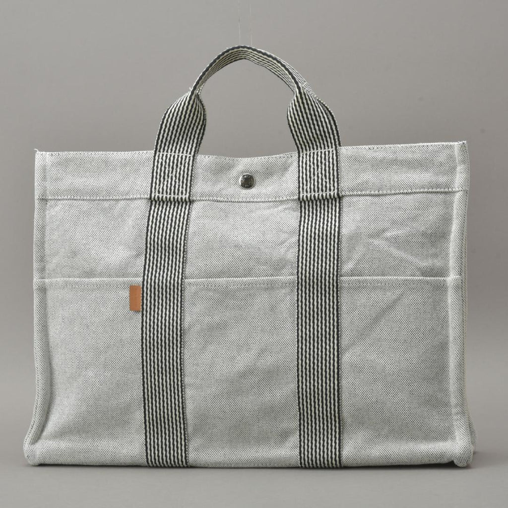 Hermes New Fourre Tout MM Tote Canvas Gray Black