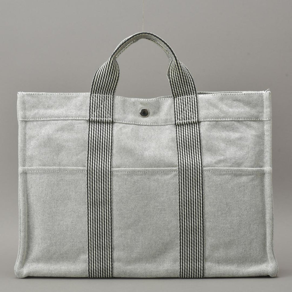 Hermes New Fourre Tout MM Tote Canvas Gray Black — view 3