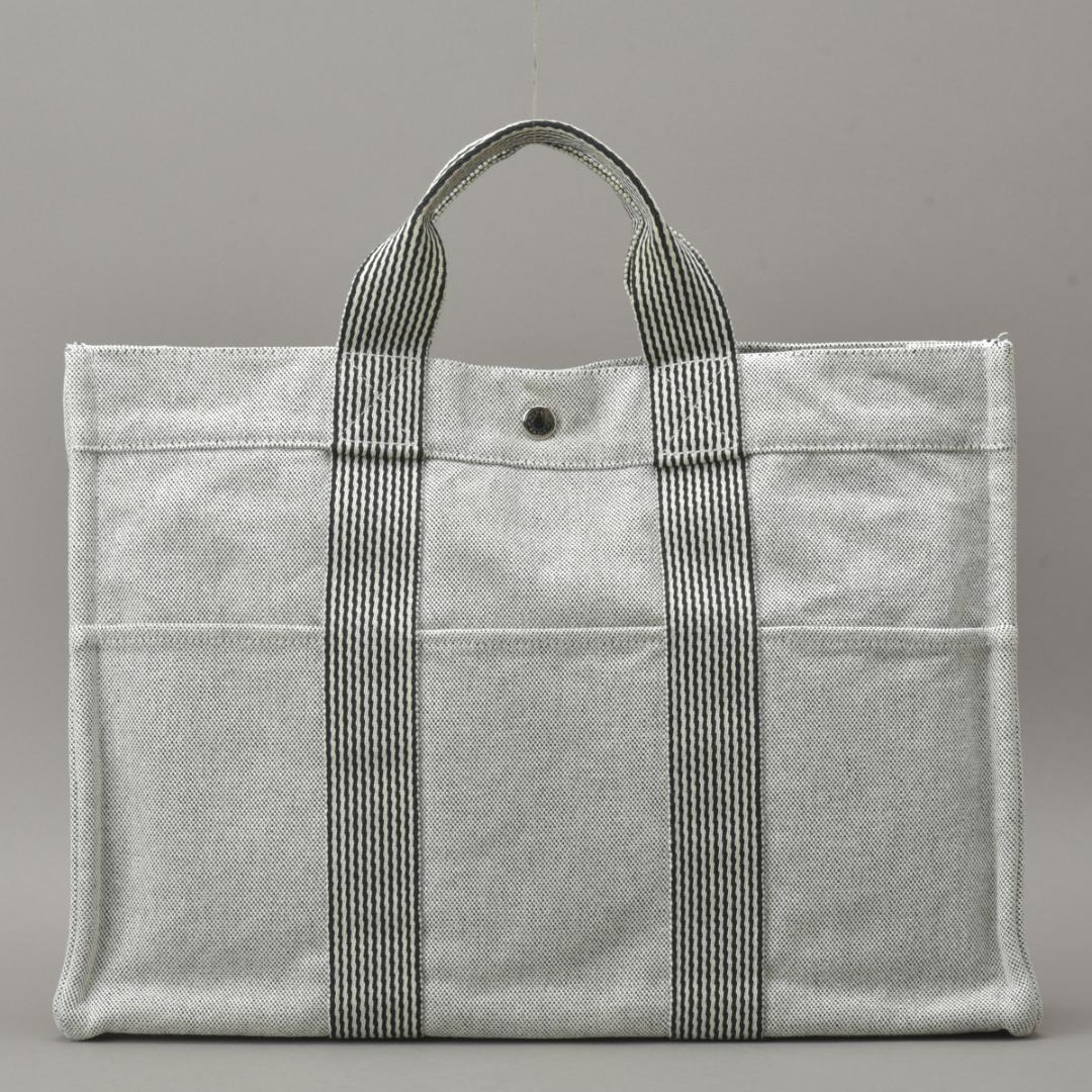 Hermes New Fourre Tout MM Tote Canvas Gray Black — view 3