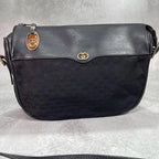 Gucci GG Shoulder Bag Black Leather Gold Logo — view 2