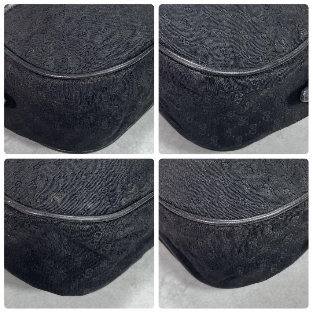 Gucci GG Shoulder Bag Black Leather Gold Logo — view 8