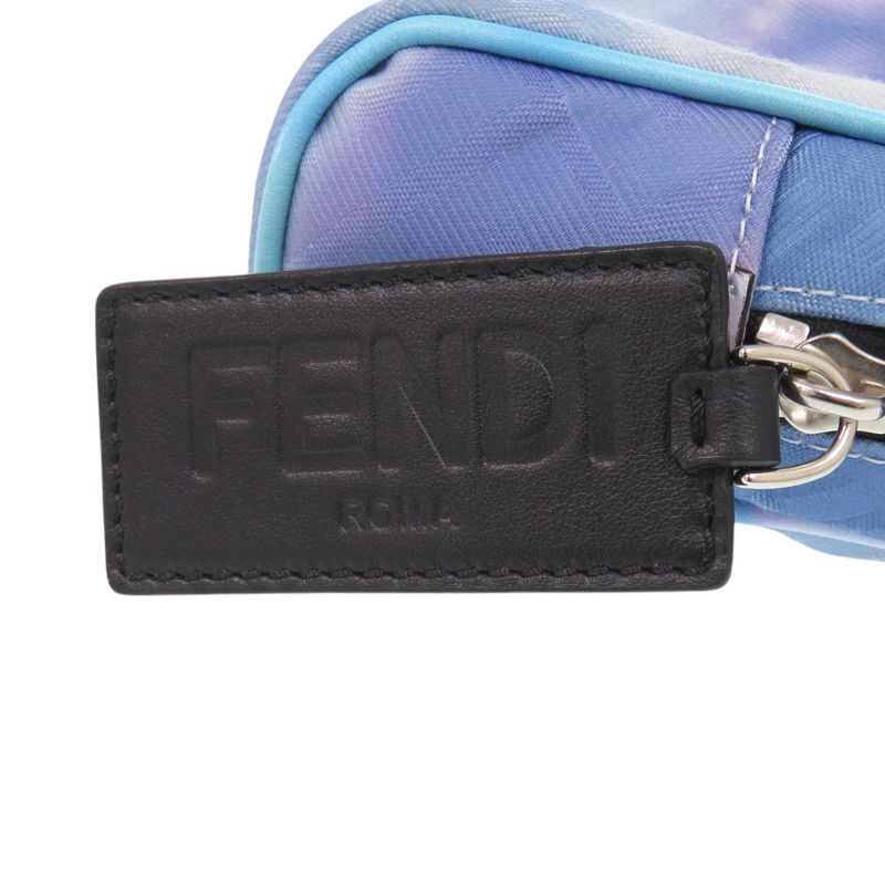 Fendi Zucca Pattern Marble FF Logo Pouch 7 N0116 Fabric Light Blue Second Bag — view 6