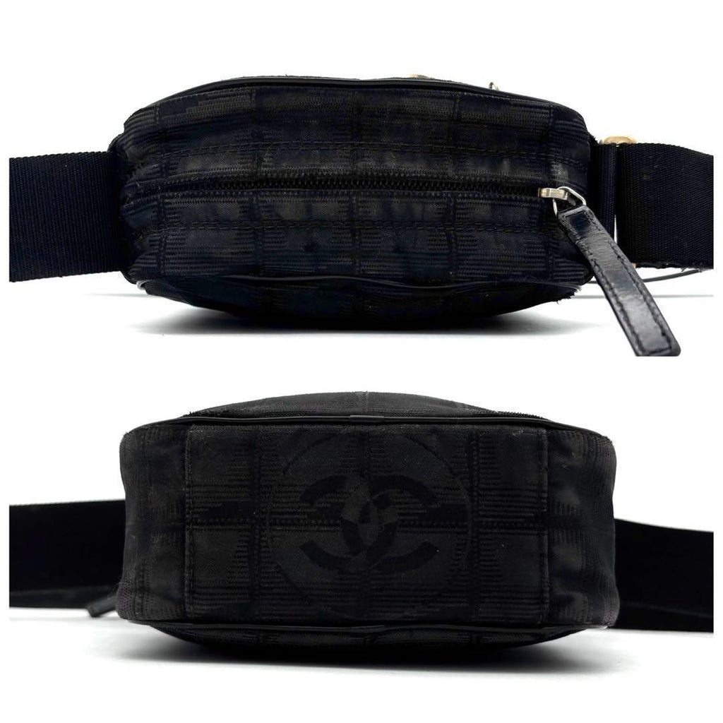 Chanel New Travel Line Shoulder Bag Black CC Logo Gold — view 7