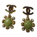 Chanel CC Logo Drop Faux Pearl Earrings