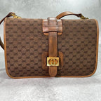 Gucci GG Shoulder Bag Brown Beige Leather Logo — view 2