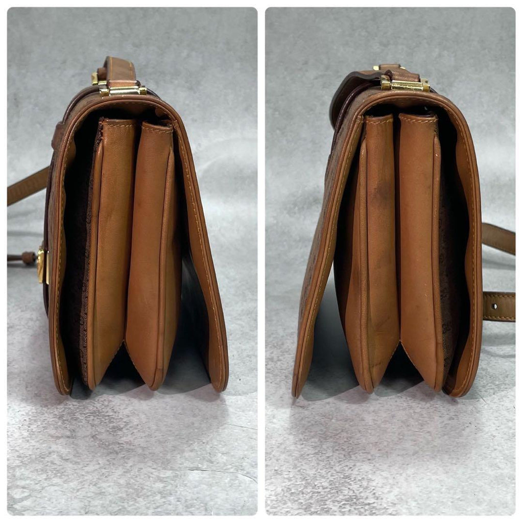 Gucci GG Shoulder Bag Brown Beige Leather Logo — view 7