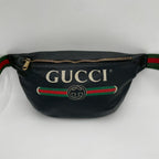 Gucci Printed Waist Pouch Bum Bag Funny Sherry Line Black