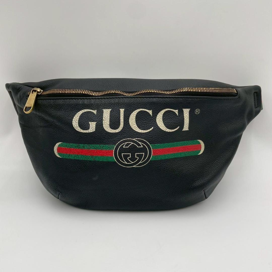 Gucci Printed Waist Pouch Bum Bag Funny Sherry Line Black — view 2