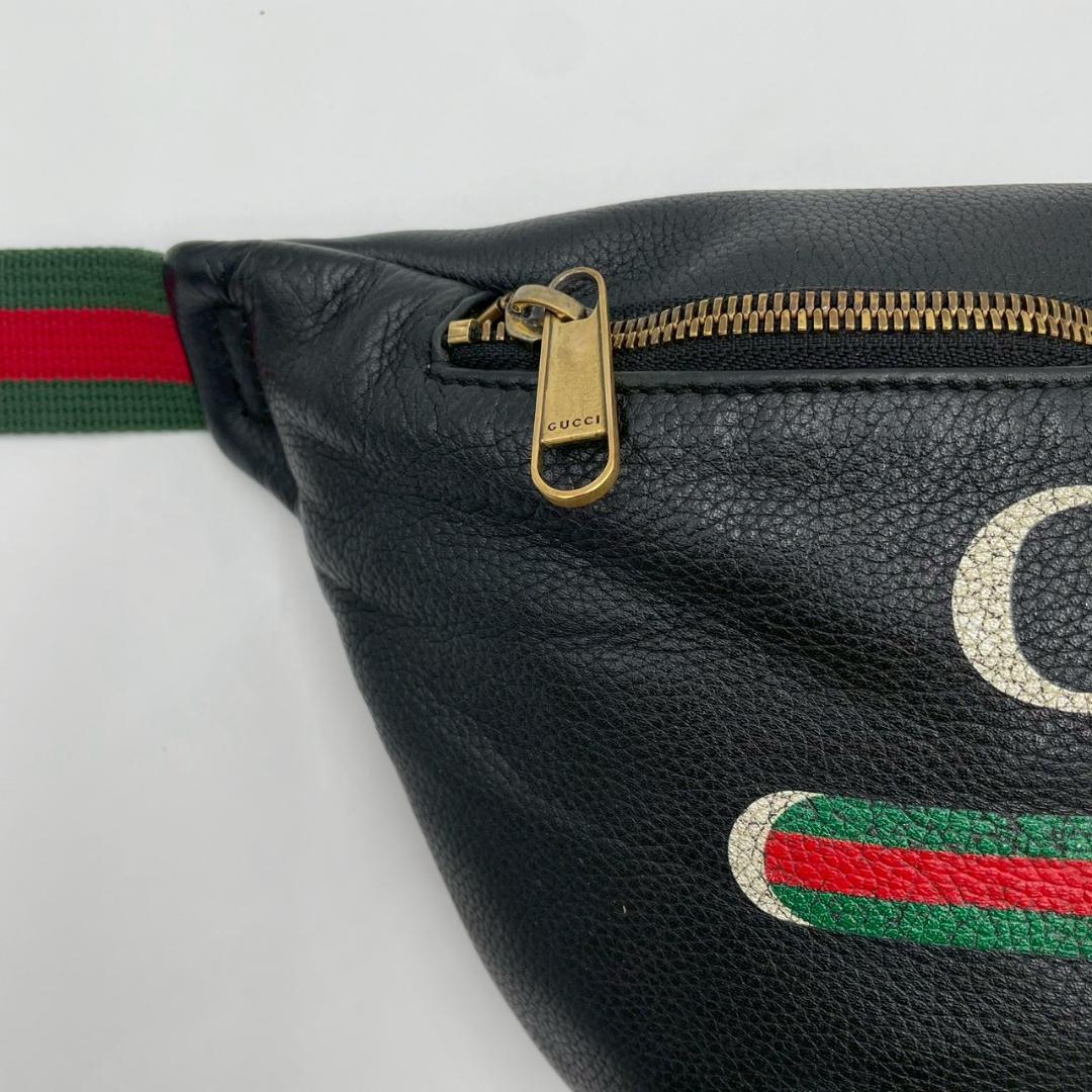 Gucci Printed Waist Pouch Bum Bag Funny Sherry Line Black — view 4